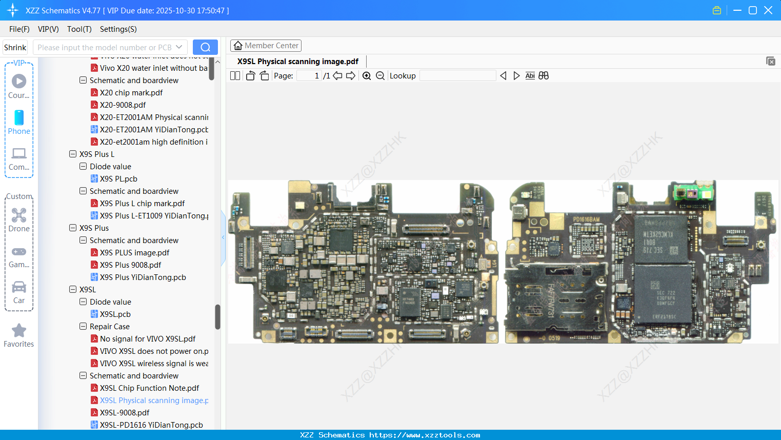 VIVO X9SL Physical Scanning Image